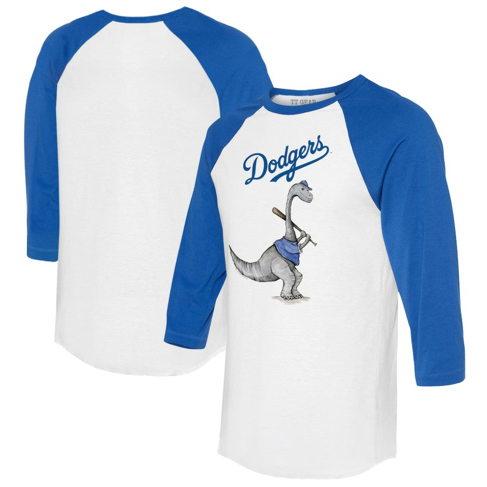 Los Angeles Dodgers Tiny Turnip Women's Bronto 3/4-Sleeve Raglan T-Shirt - White/Royal T-shirts