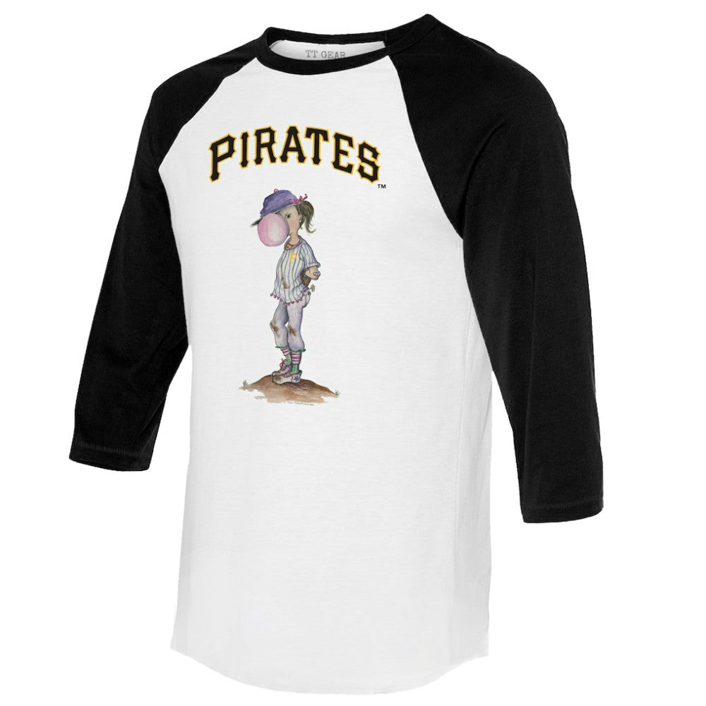 Pittsburgh Pirates Tiny Turnip Women's Bubbles 3/4-Sleeve Raglan T-Shirt - White/Black T-shirts