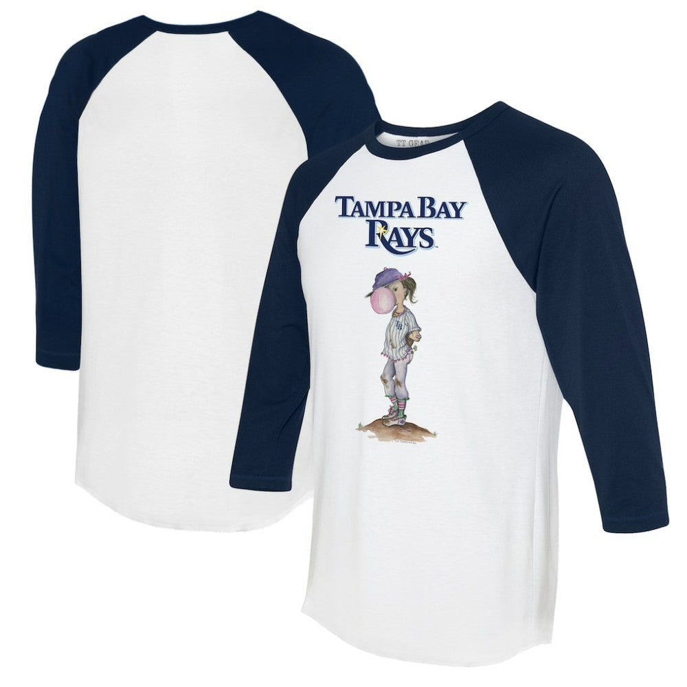 Tampa Bay Rays Tiny Turnip Women's Bubbles 3/4-Sleeve Raglan T-Shirt - White/Navy T-shirts