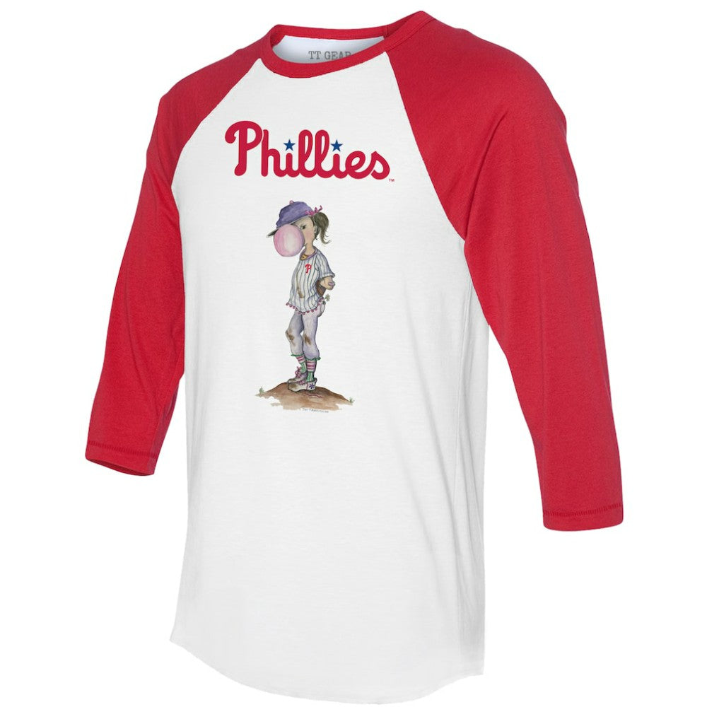 Philadelphia Phillies Tiny Turnip Women's Bubbles 3/4-Sleeve Raglan T-Shirt - White/Red T-shirts