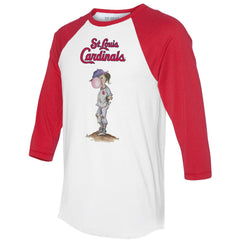 St. Louis Cardinals Tiny Turnip Women's Bubbles 3/4-Sleeve Raglan T-Shirt - White/Red T-shirts