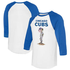 Chicago Cubs Tiny Turnip Women's Bubbles 3/4-Sleeve Raglan T-Shirt - White/Royal T-shirts
