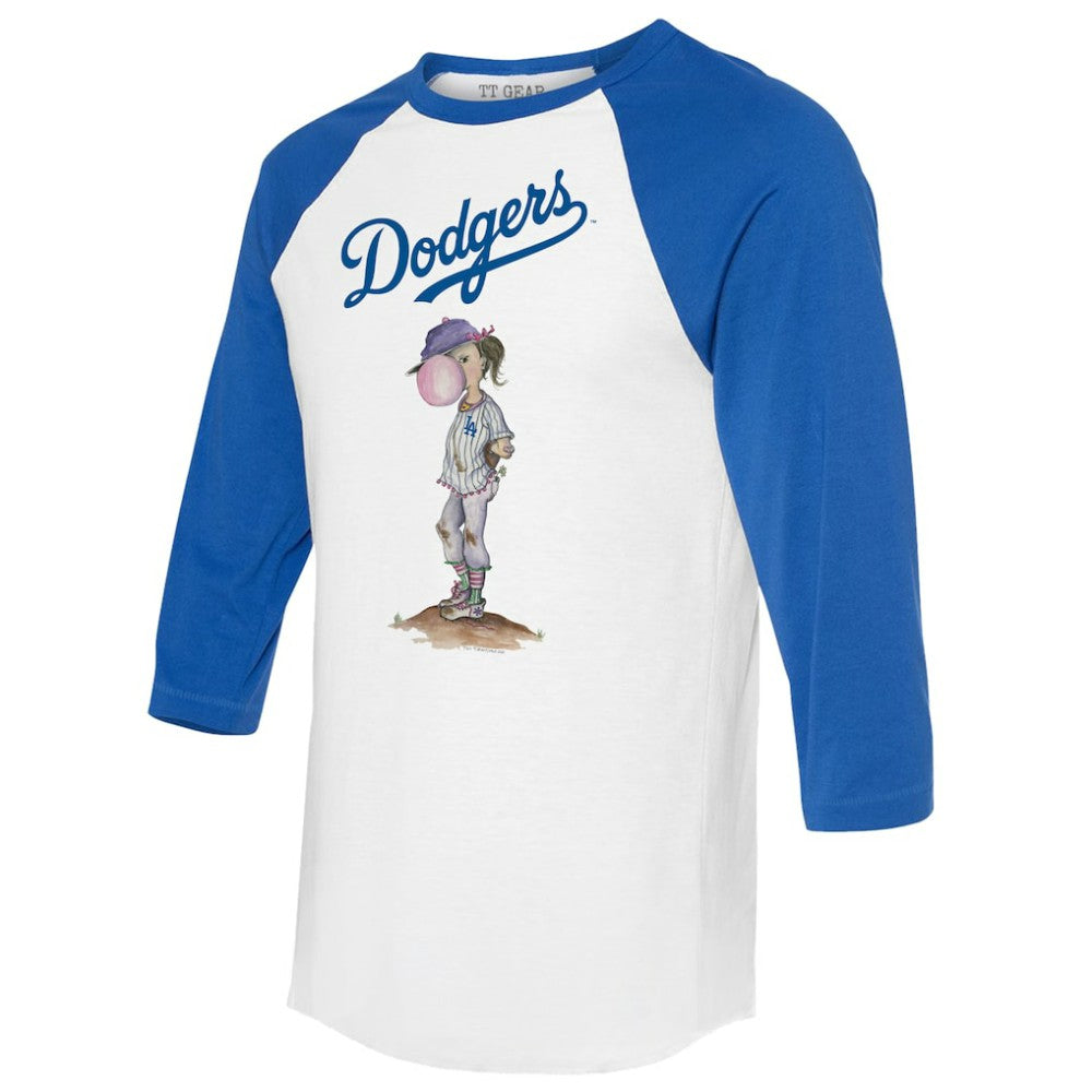 Los Angeles Dodgers Tiny Turnip Women's Bubbles 3/4-Sleeve Raglan T-Shirt - White/Royal T-shirts