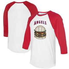 Los Angeles Angels Tiny Turnip Women's Burger 3/4-Sleeve Raglan T-Shirt - White/Red T-shirts