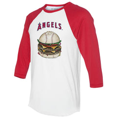 Los Angeles Angels Tiny Turnip Women's Burger 3/4-Sleeve Raglan T-Shirt - White/Red T-shirts