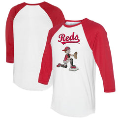 Cincinnati Reds Tiny Turnip Women's Caleb 3/4-Sleeve Raglan T-Shirt - White/Red T-shirts