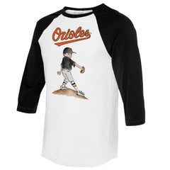 Baltimore Orioles Tiny Turnip Women's Clemente 3/4-Sleeve Raglan T-Shirt - White/Black T-shirts