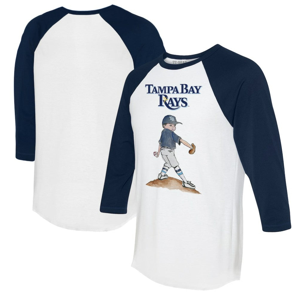 Tampa Bay Rays Tiny Turnip Women's Clemente 3/4-Sleeve Raglan T-Shirt - White/Navy T-shirts