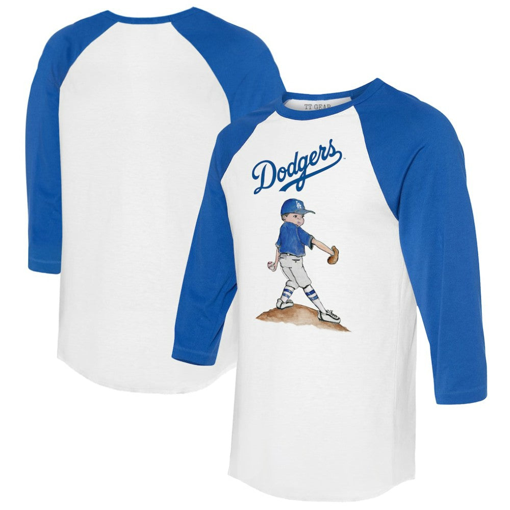 Los Angeles Dodgers Tiny Turnip Women's Clemente 3/4-Sleeve Raglan T-Shirt - White/Royal T-shirts
