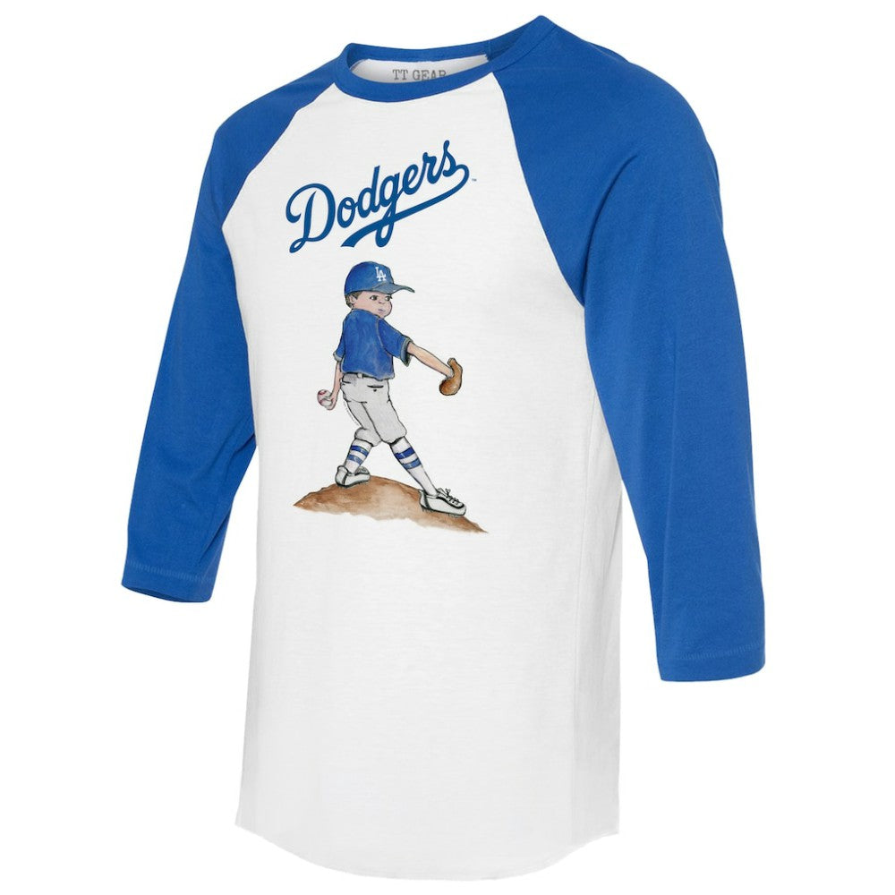 Los Angeles Dodgers Tiny Turnip Women's Clemente 3/4-Sleeve Raglan T-Shirt - White/Royal T-shirts