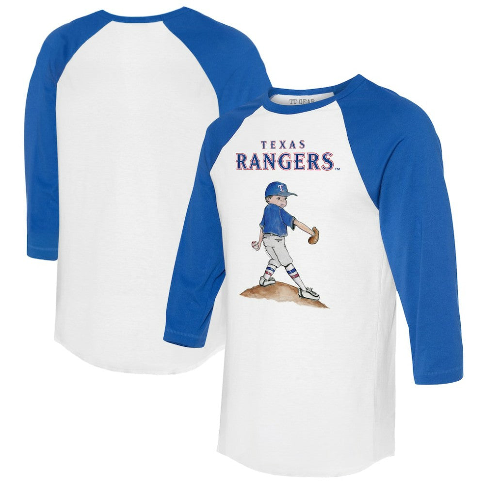 Texas Rangers Tiny Turnip Women's Clemente 3/4-Sleeve Raglan T-Shirt - White/Royal T-shirts