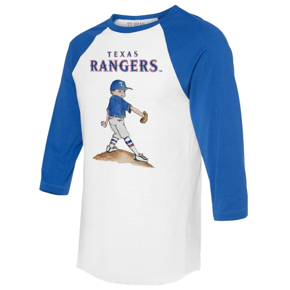 Texas Rangers Tiny Turnip Women's Clemente 3/4-Sleeve Raglan T-Shirt - White/Royal T-shirts