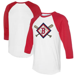 Boston Red Sox Tiny Turnip Women's Diamond Cross Bats 3/4-Sleeve Raglan T-Shirt - White/Red T-shirts