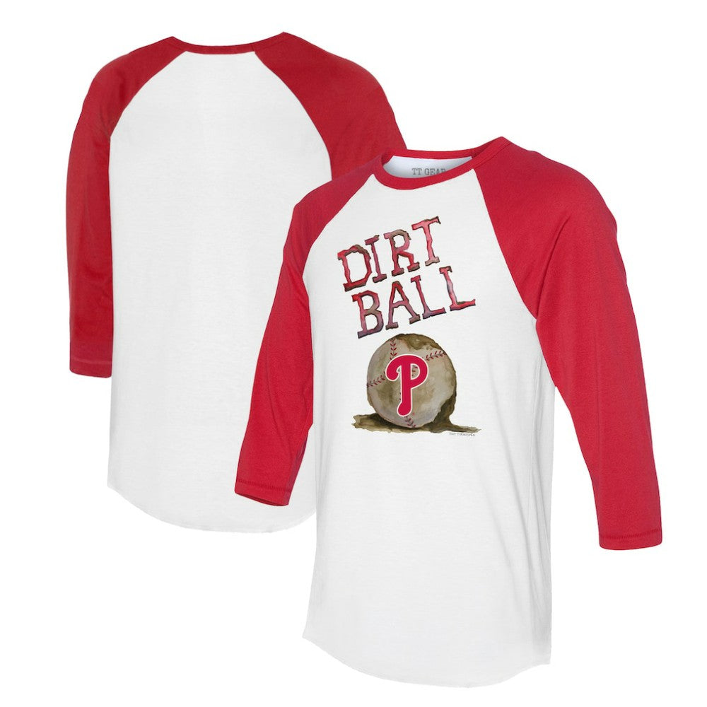 Philadelphia Phillies Tiny Turnip Women's Dirt Ball 3/4-Sleeve Raglan T-Shirt - White/Red T-shirts