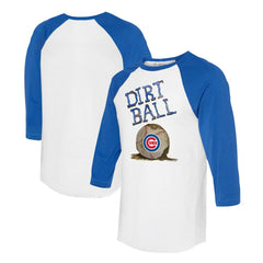 Chicago Cubs Tiny Turnip Women's Dirt Ball 3/4-Sleeve Raglan T-Shirt - White/Royal T-shirts