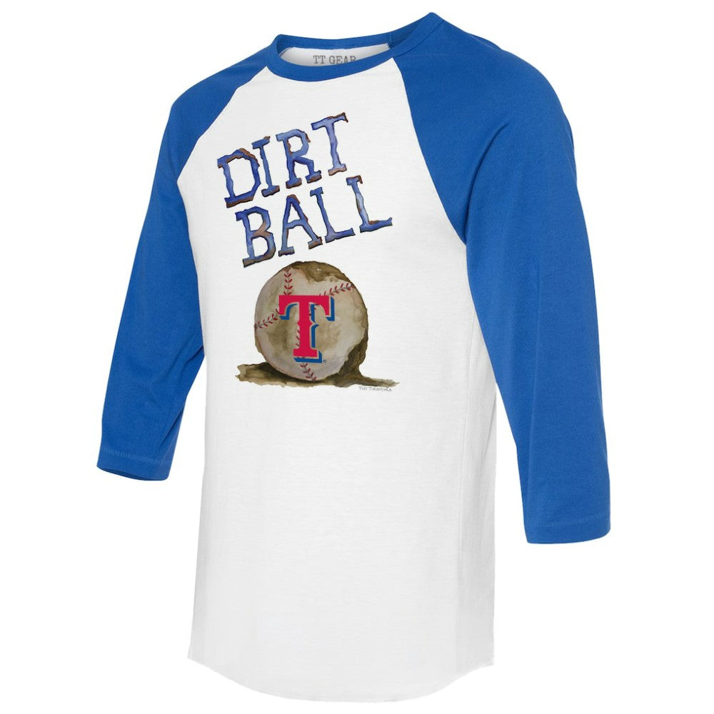 Texas Rangers Tiny Turnip Women's Dirt Ball 3/4-Sleeve Raglan T-Shirt - White/Royal T-shirts