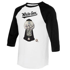 Chicago White Sox Tiny Turnip Women's Gumball Machine 3/4-Sleeve Raglan T-Shirt - White/Black T-shirts