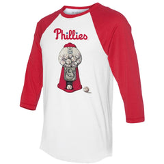 Philadelphia Phillies Tiny Turnip Women's Gumball Machine 3/4-Sleeve Raglan T-Shirt - White/Red T-shirts