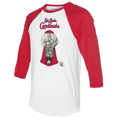 St. Louis Cardinals Tiny Turnip Women's Gumball Machine 3/4-Sleeve Raglan T-Shirt - White/Red T-shirts