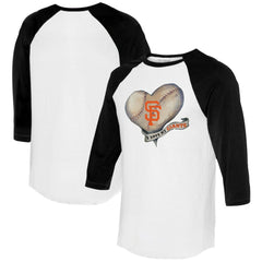 San Francisco Giants Tiny Turnip Women's Heart Banner 3/4-Sleeve Raglan T-Shirt - White/Black T-shirts