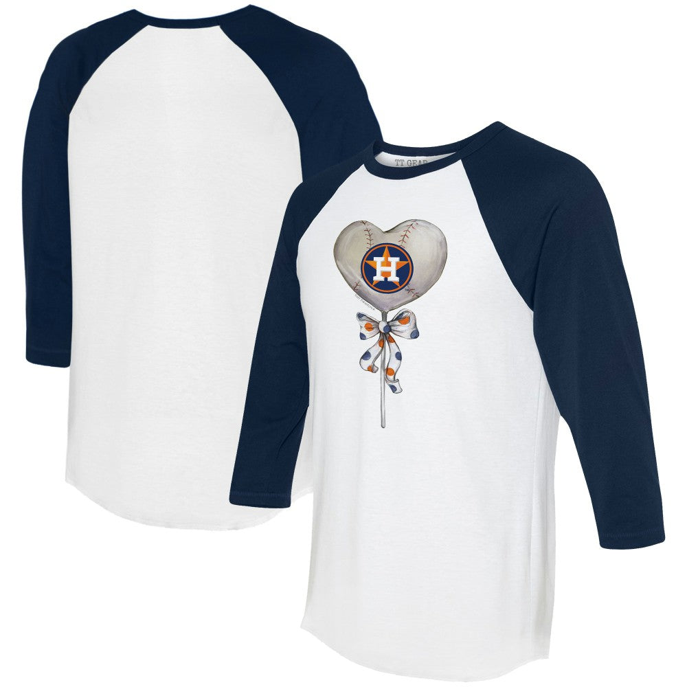 Houston Astros Tiny Turnip Women's Heart Lolly 3/4-Sleeve Raglan T-Shirt - White/Navy T-shirts