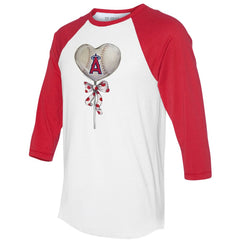 Los Angeles Angels Tiny Turnip Women's Heart Lolly 3/4-Sleeve Raglan T-Shirt - White/Red T-shirts