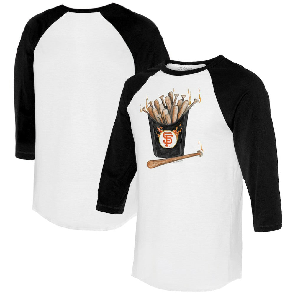San Francisco Giants Tiny Turnip Women's Hot Bats 3/4-Sleeve Raglan T-Shirt - White/Black T-shirts