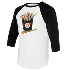 San Francisco Giants Tiny Turnip Women's Hot Bats 3/4-Sleeve Raglan T-Shirt - White/Black T-shirts