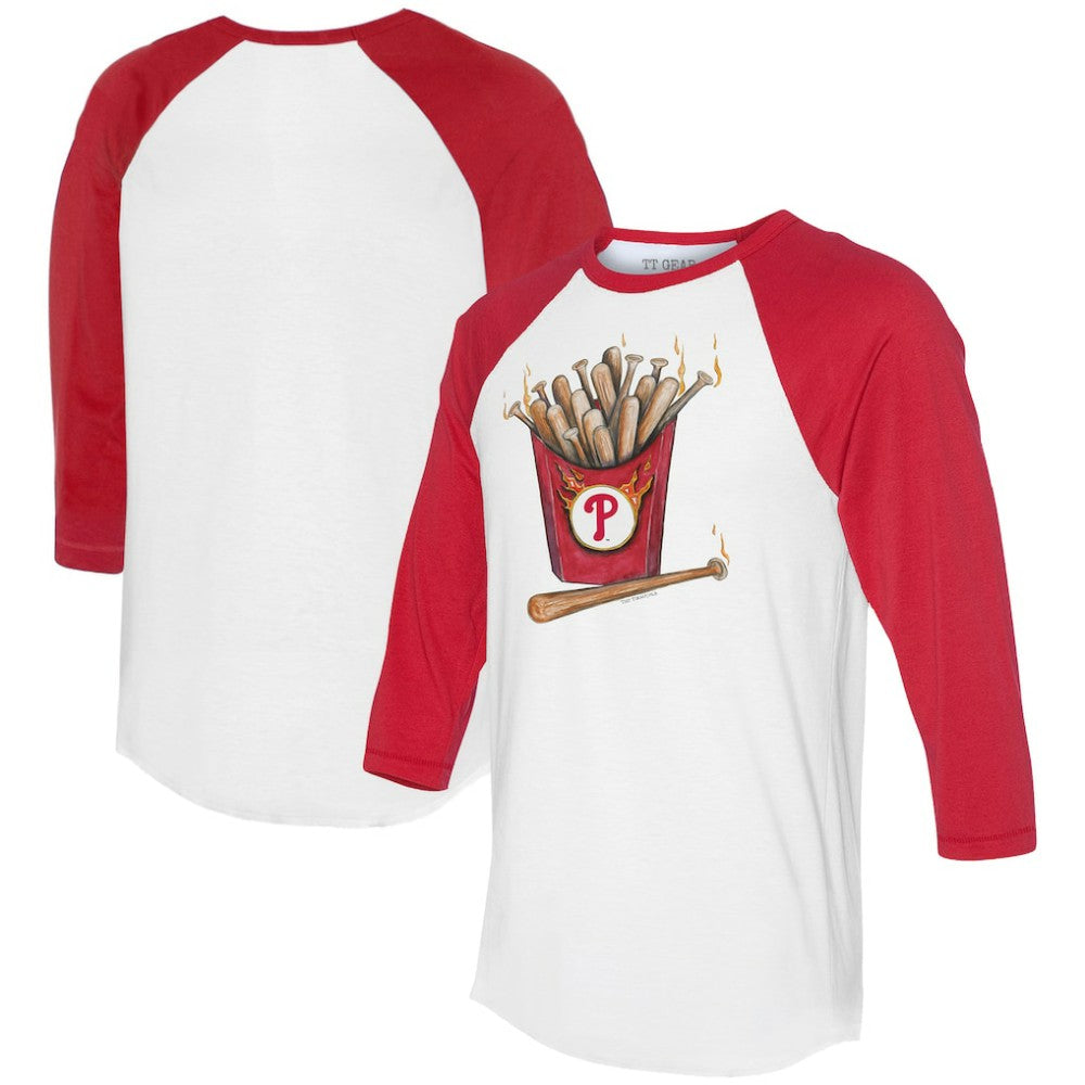 Philadelphia Phillies Tiny Turnip Women's Hot Bats 3/4-Sleeve Raglan T-Shirt - White/Red T-shirts