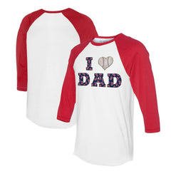 Boston Red Sox Tiny Turnip Women's I Love Dad 3/4-Sleeve Raglan T-Shirt - White/Red T-shirts