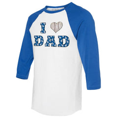 Los Angeles Dodgers Tiny Turnip Women's I Love Dad 3/4-Sleeve Raglan T-Shirt - White/Royal T-shirts