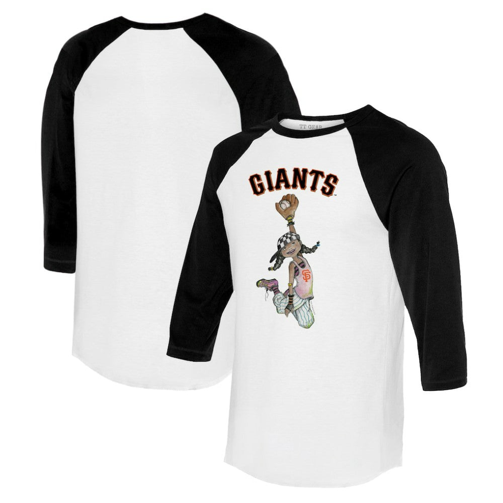 San Francisco Giants Tiny Turnip Women's Jada 3/4-Sleeve Raglan T-Shirt - White/Black T-shirts