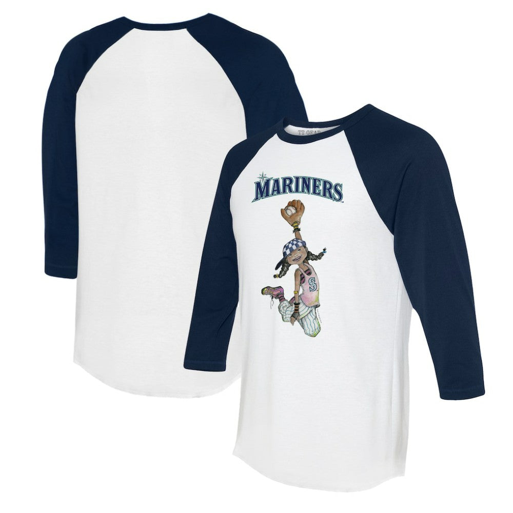 Seattle Mariners Tiny Turnip Women's Jada 3/4-Sleeve Raglan T-Shirt - White/Navy T-shirts