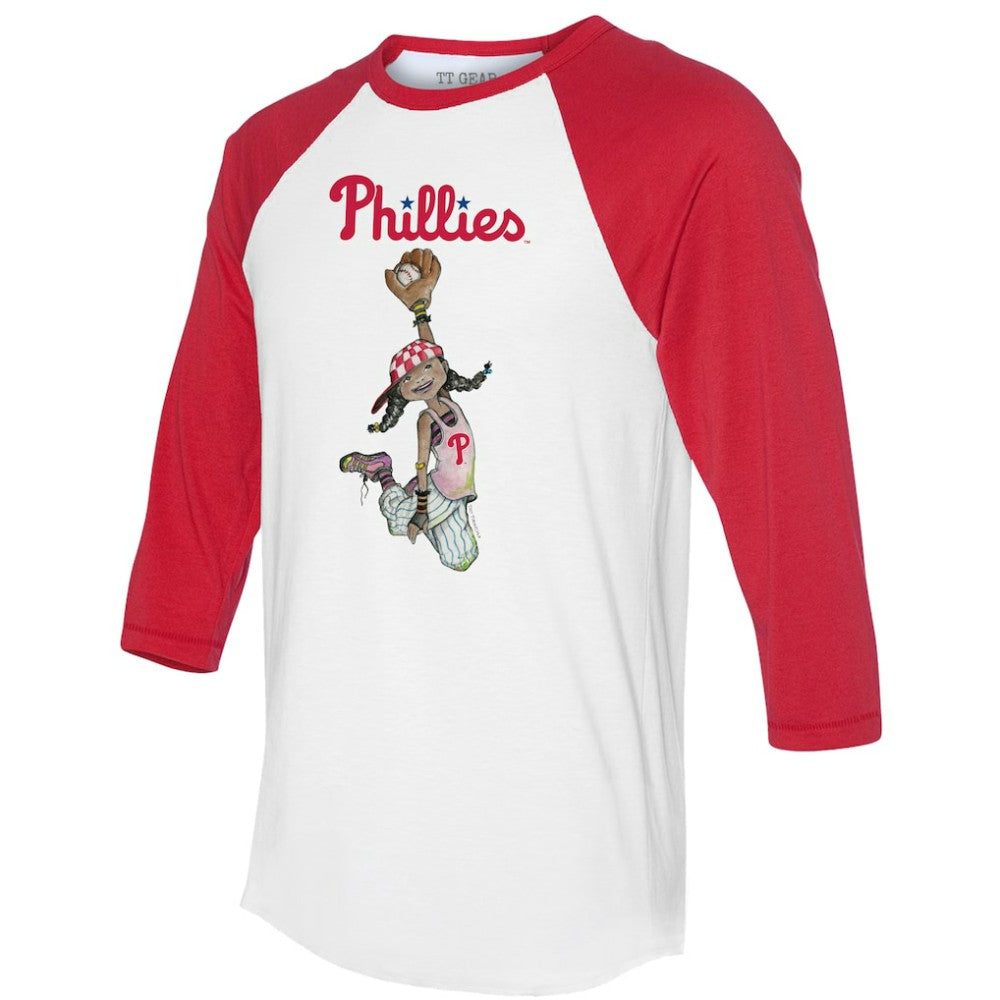 Philadelphia Phillies Tiny Turnip Women's Jada 3/4-Sleeve Raglan T-Shirt - White/Red T-shirts