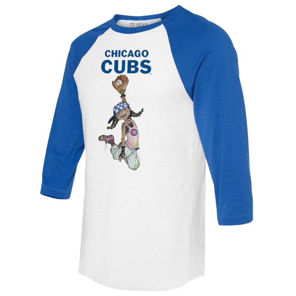 Chicago Cubs Tiny Turnip Women's Jada 3/4-Sleeve Raglan T-Shirt - White/Royal T-shirts