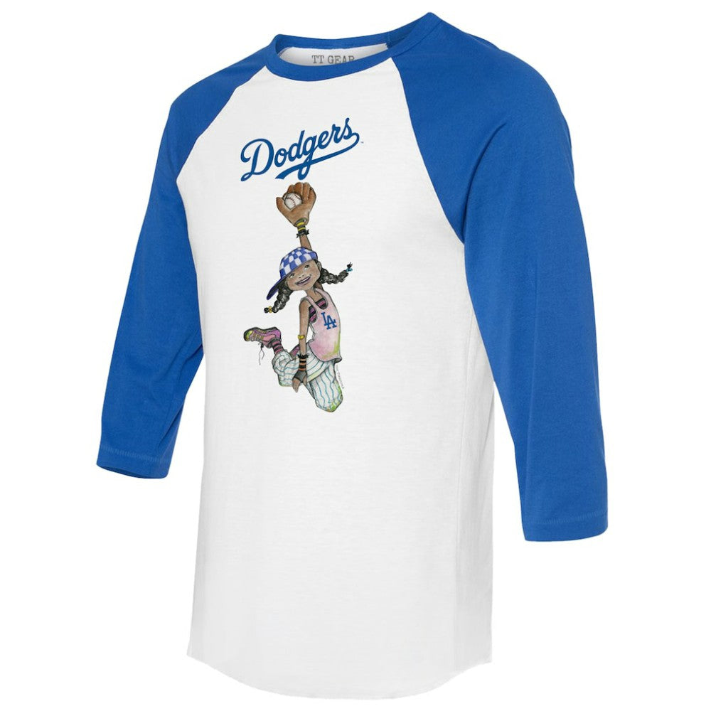 Los Angeles Dodgers Tiny Turnip Women's Jada 3/4-Sleeve Raglan T-Shirt - White/Royal T-shirts