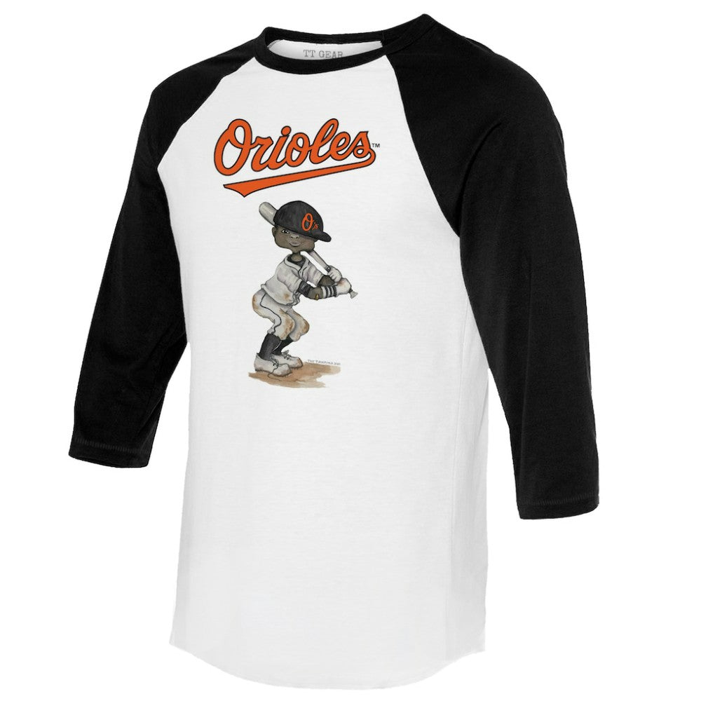 Baltimore Orioles Tiny Turnip Women's James 3/4-Sleeve Raglan T-Shirt - White/Black T-shirts