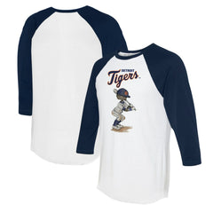 Detroit Tigers Tiny Turnip Women's James 3/4-Sleeve Raglan T-Shirt - White/Navy T-shirts