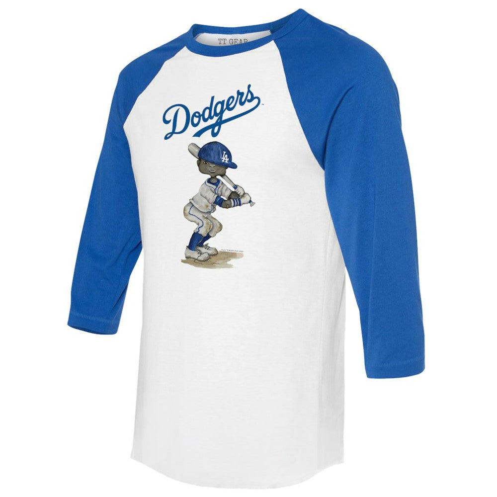 Los Angeles Dodgers Tiny Turnip Women's James 3/4-Sleeve Raglan T-Shirt - White/Royal T-shirts