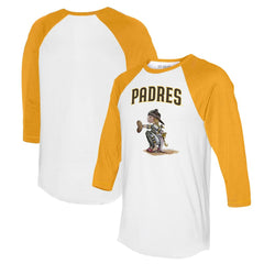 San Diego Padres Tiny Turnip Women's Kate 3/4-Sleeve Raglan T-Shirt - White/Gold T-shirts
