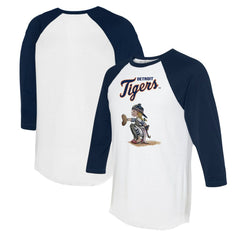 Detroit Tigers Tiny Turnip Women's Kate 3/4-Sleeve Raglan T-Shirt - White/Navy T-shirts