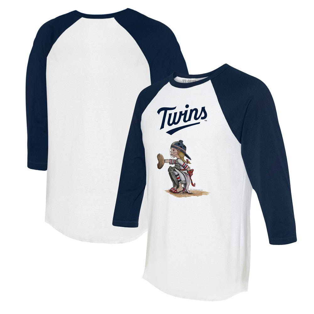Minnesota Twins Tiny Turnip Women's Kate 3/4-Sleeve Raglan T-Shirt - White/Navy T-shirts