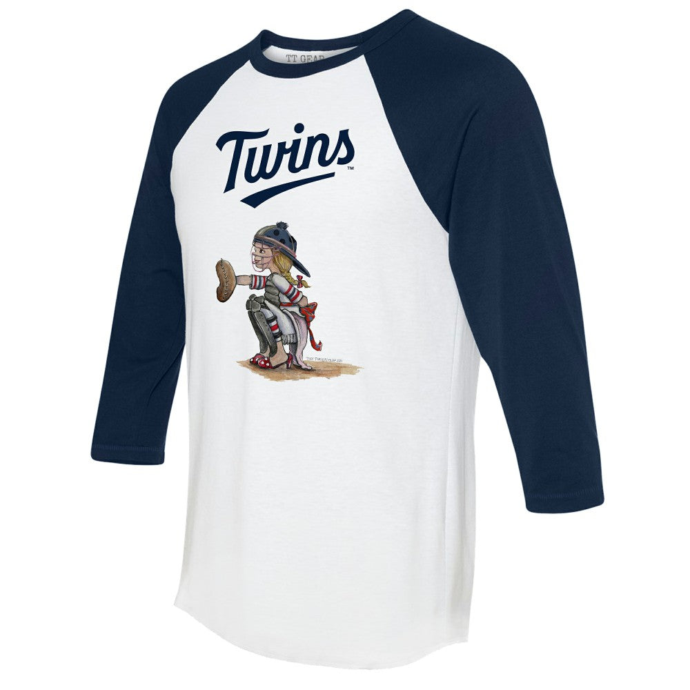 Minnesota Twins Tiny Turnip Women's Kate 3/4-Sleeve Raglan T-Shirt - White/Navy T-shirts