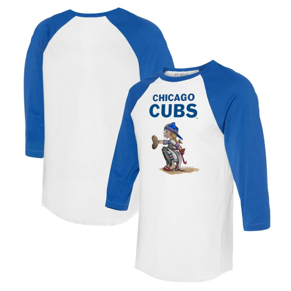 Chicago Cubs Tiny Turnip Women's Kate 3/4-Sleeve Raglan T-Shirt - White/Royal T-shirts