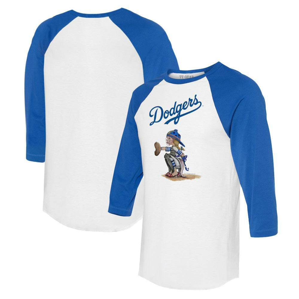 Los Angeles Dodgers Tiny Turnip Women's Kate 3/4-Sleeve Raglan T-Shirt - White/Royal T-shirts