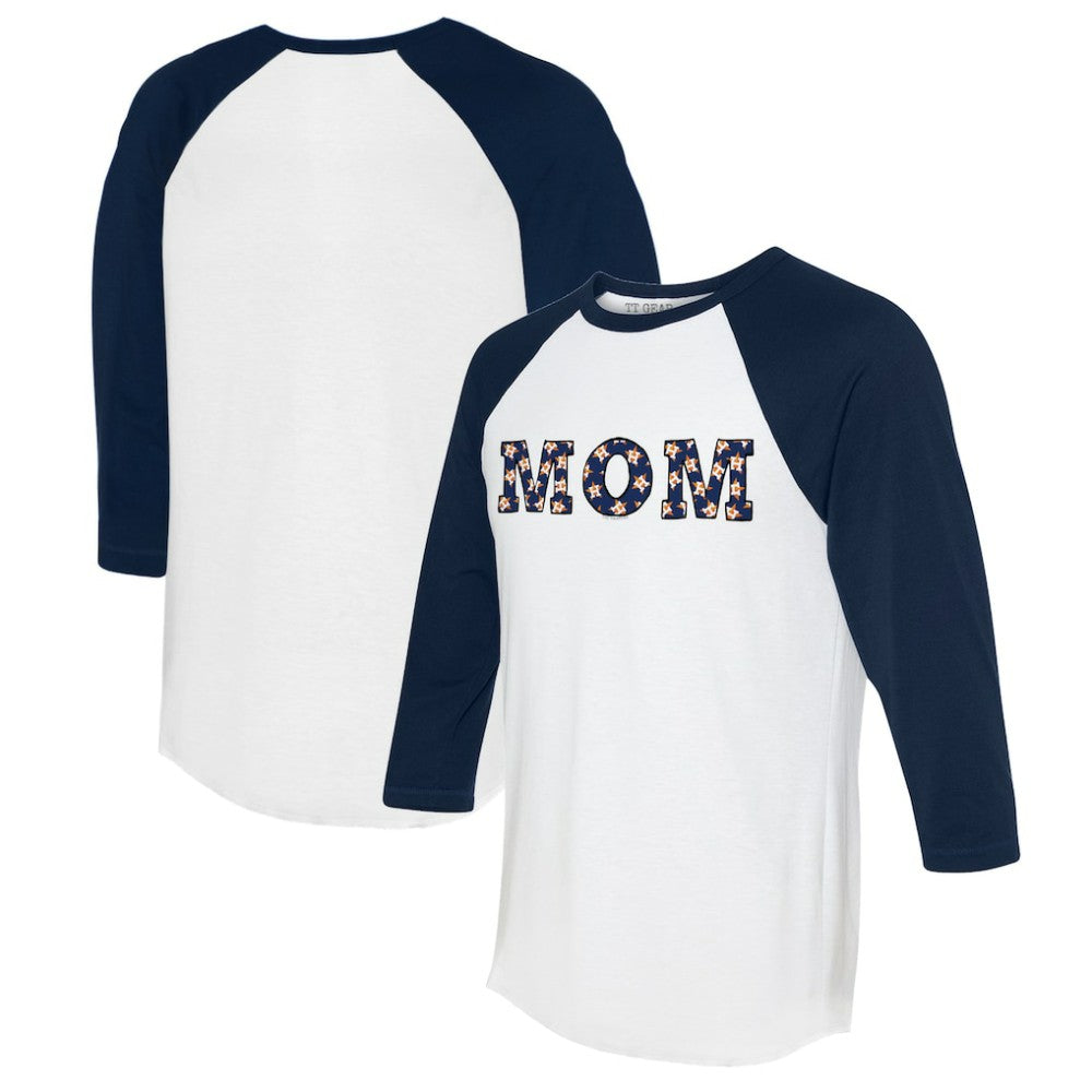 Houston Astros Tiny Turnip Women's Logo Mom 3/4-Sleeve Raglan T-Shirt - White/Navy T-shirts