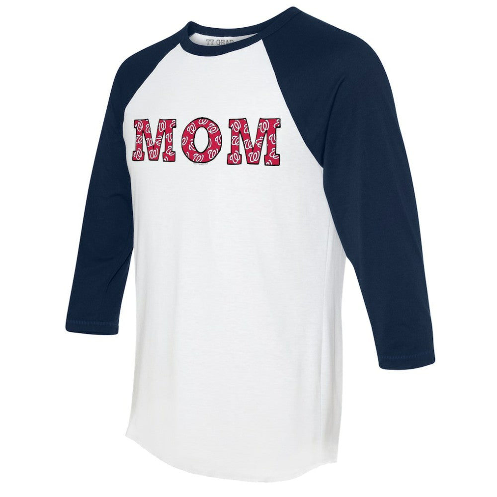 Washington Nationals Tiny Turnip Women's Logo Mom 3/4-Sleeve Raglan T-Shirt - White/Navy T-shirts