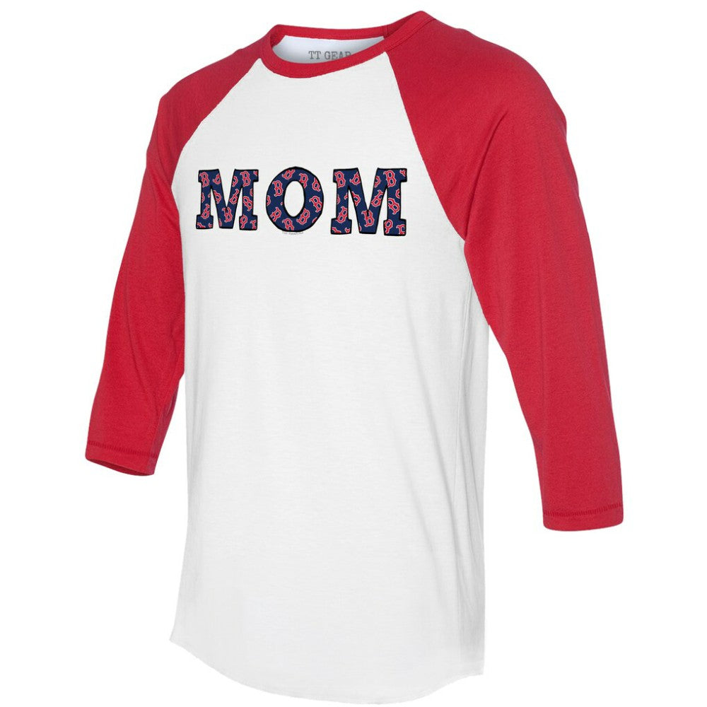 Boston Red Sox Tiny Turnip Women's Logo Mom 3/4-Sleeve Raglan T-Shirt - White/Red T-shirts
