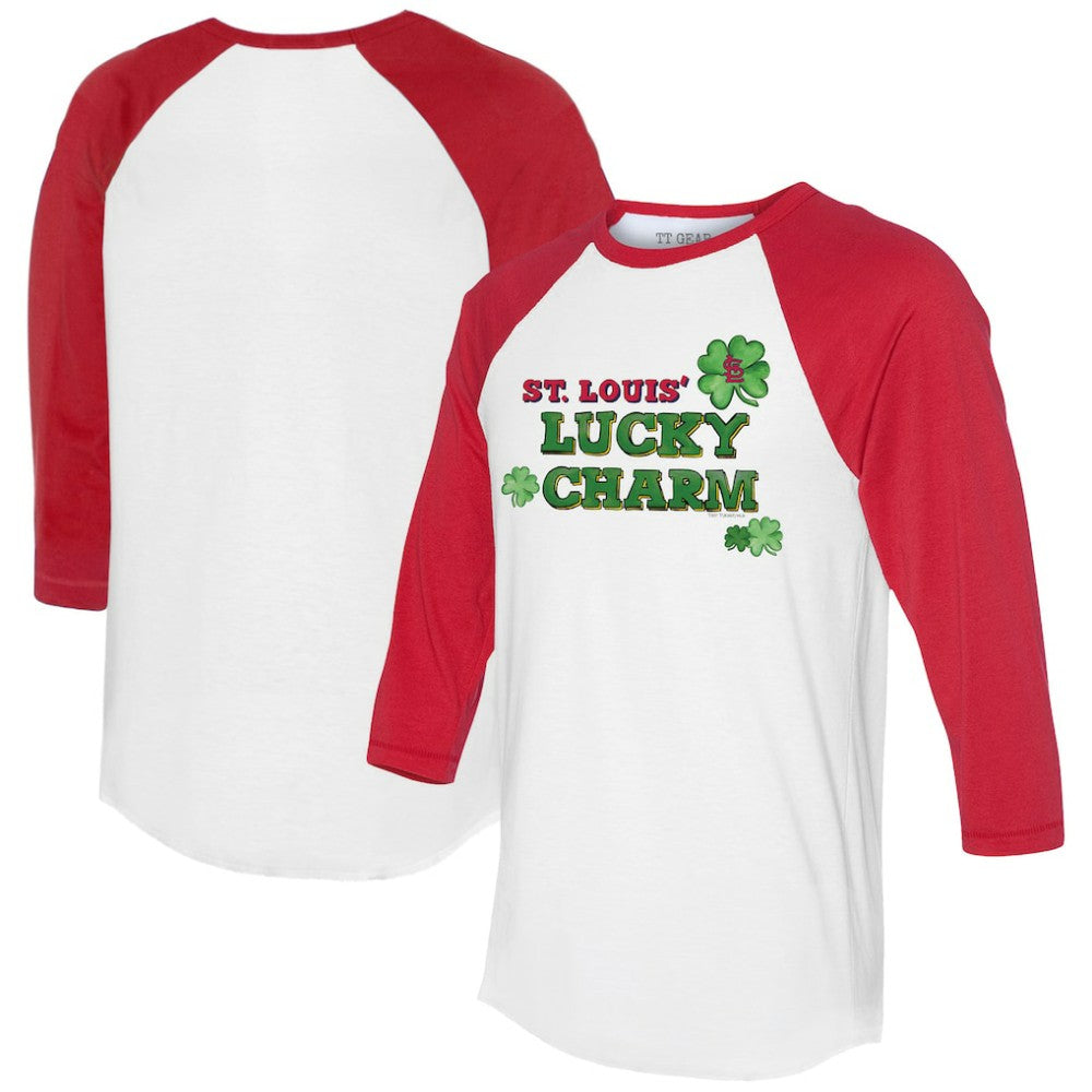 St. Louis Cardinals Tiny Turnip Women's Lucky Charm 3/4-Sleeve Raglan T-Shirt - White/Red T-shirts