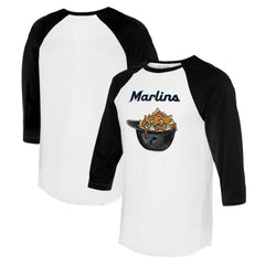 Miami Marlins Tiny Turnip Women's Nacho Helmet 3/4-Sleeve Raglan T-Shirt - White/Black T-shirts